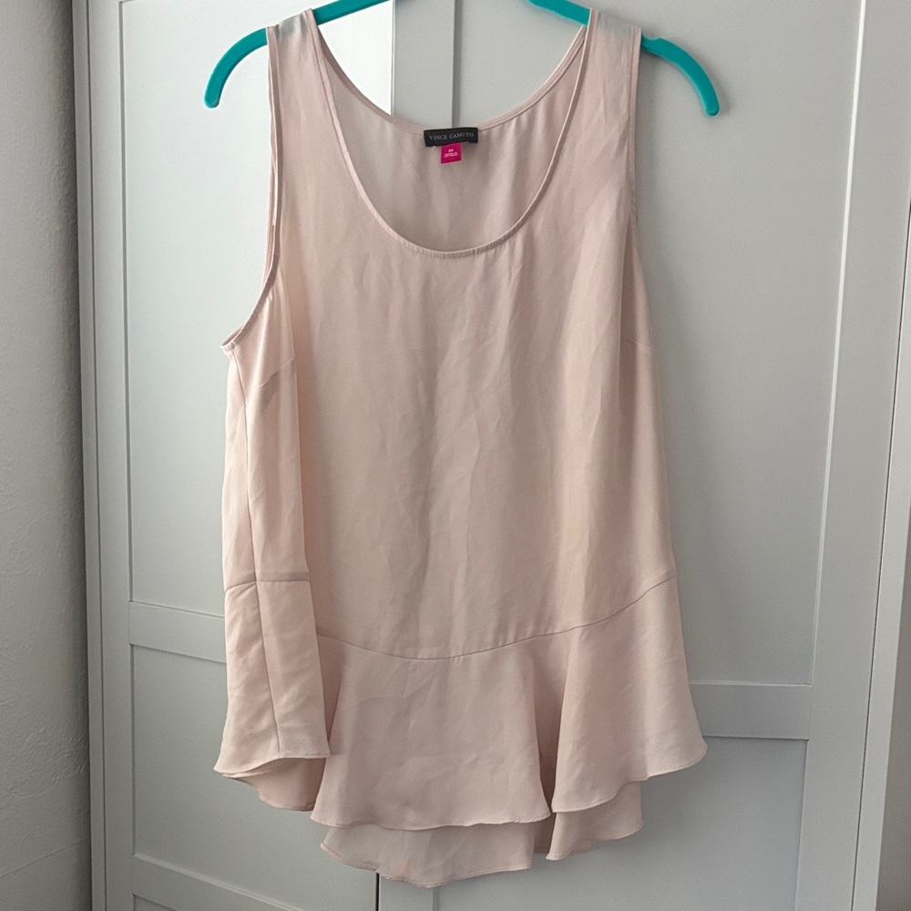Vince Camuto Pale Blush Pink Sleeveless Ruffle Hem Top